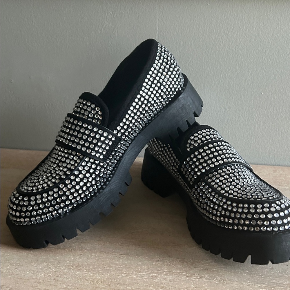 Steve Madden Y2K style retro Black silver sequin loafer women’s size 6 - Picture 8 of 9